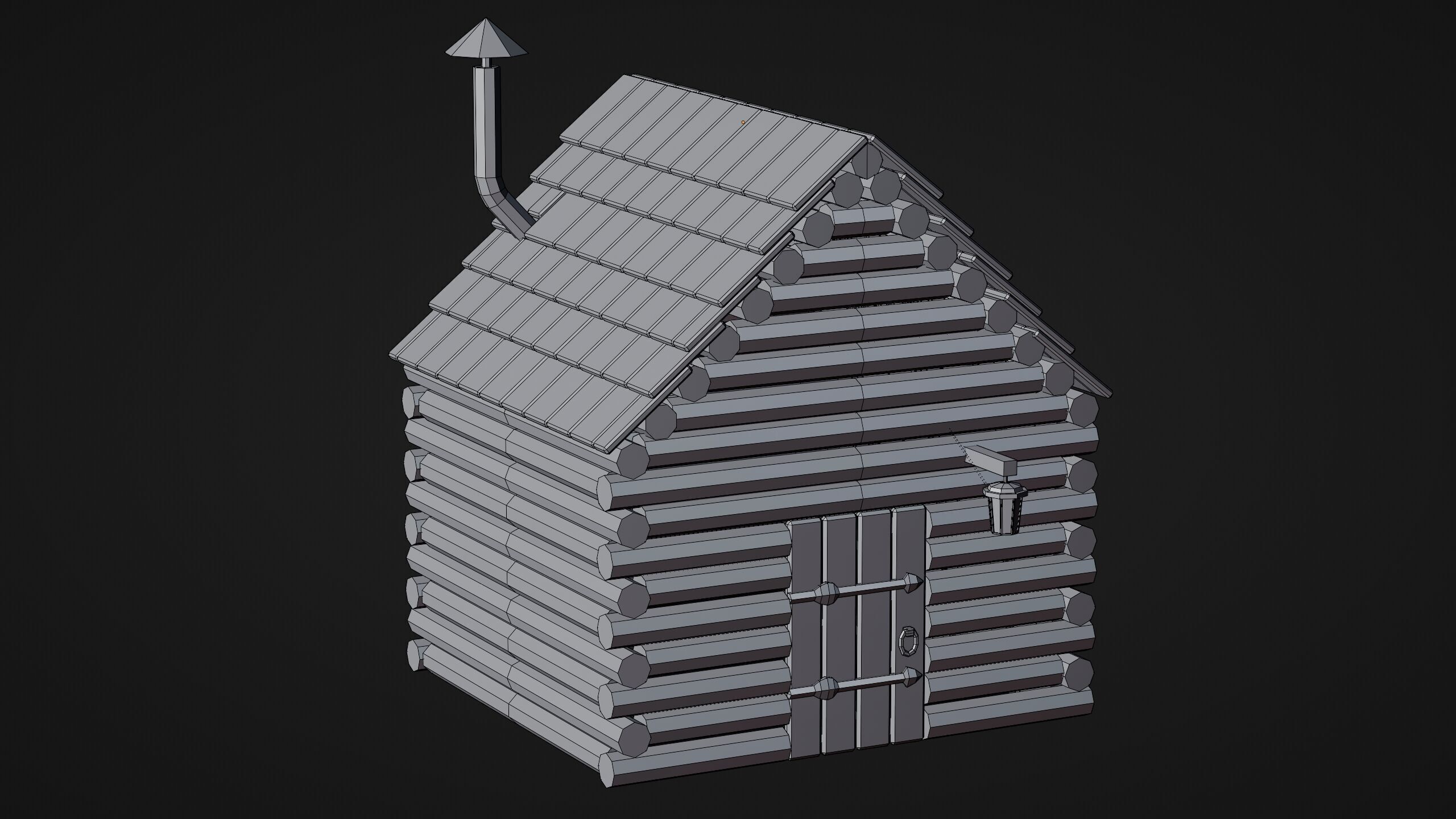 Stylized Low Poly Wooden Cabin Low-poly 3D model_19
