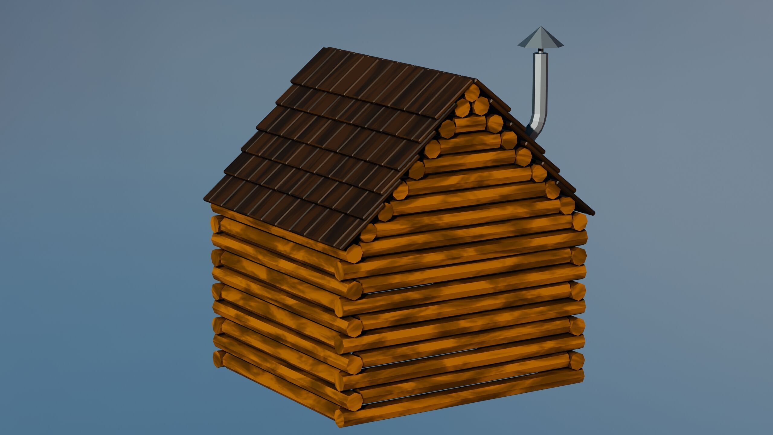 Stylized Low Poly Wooden Cabin Low-poly 3D model_13