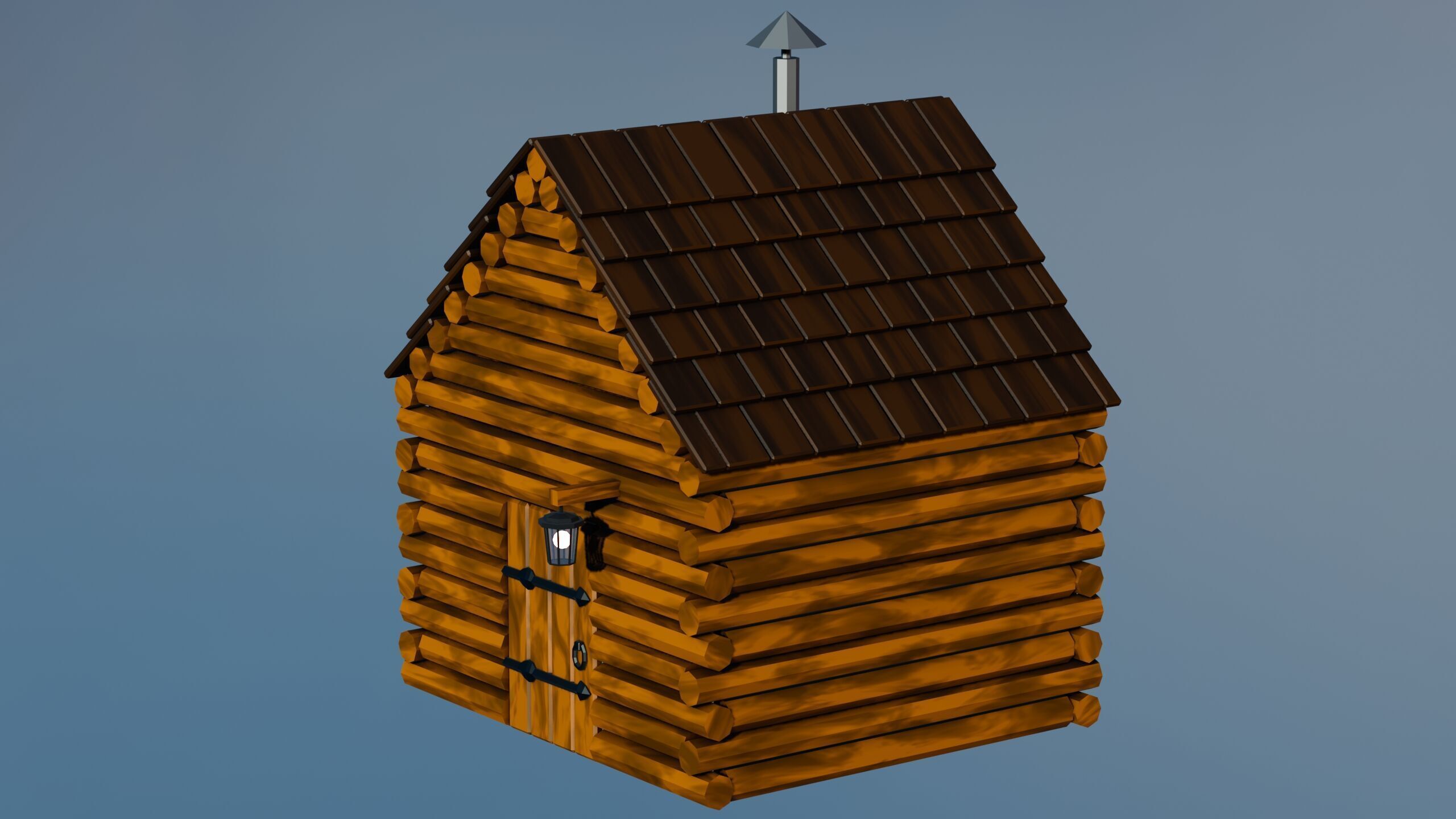 Stylized Low Poly Wooden Cabin Low-poly 3D model_3