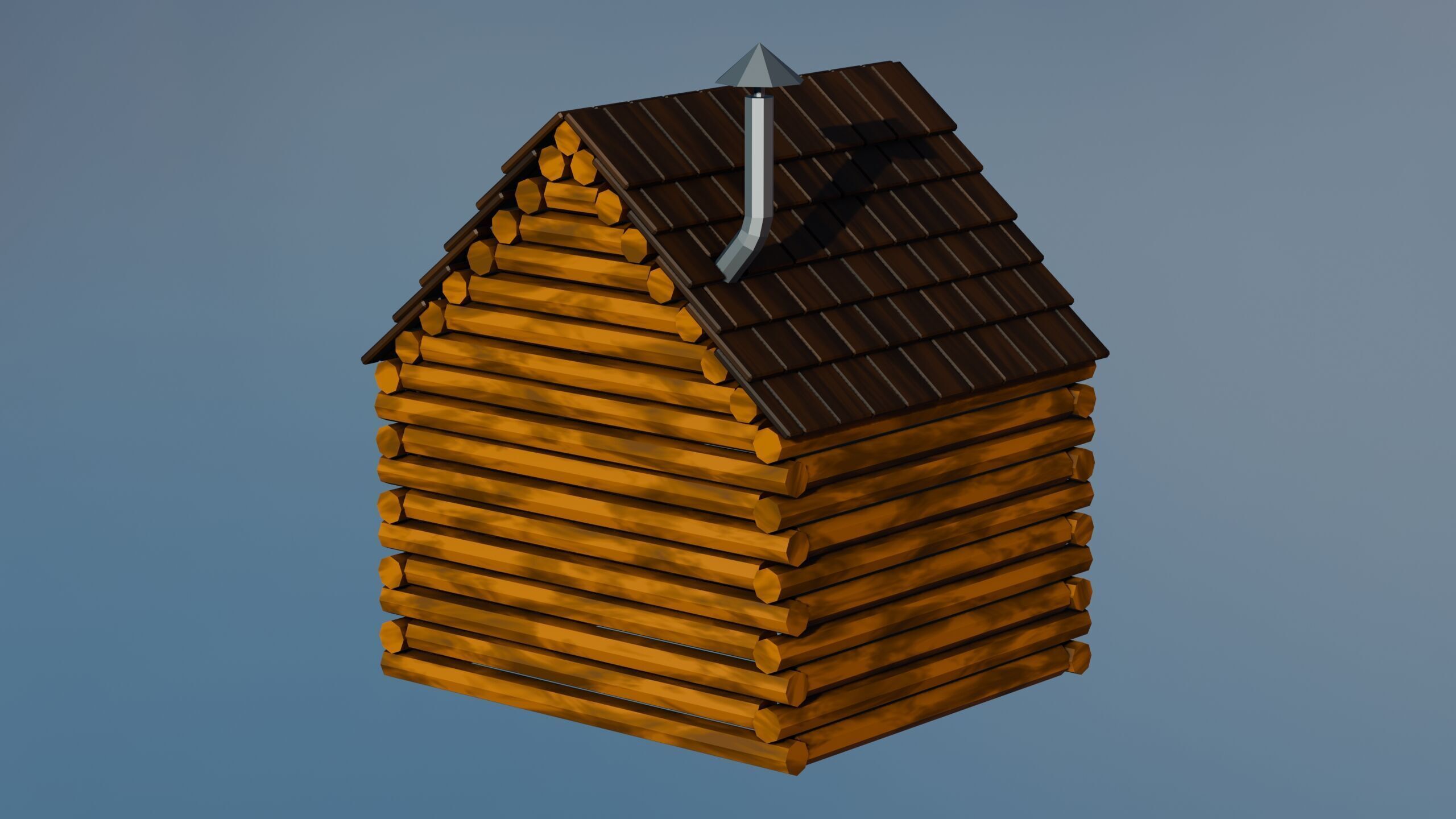 Stylized Low Poly Wooden Cabin Low-poly 3D model_5