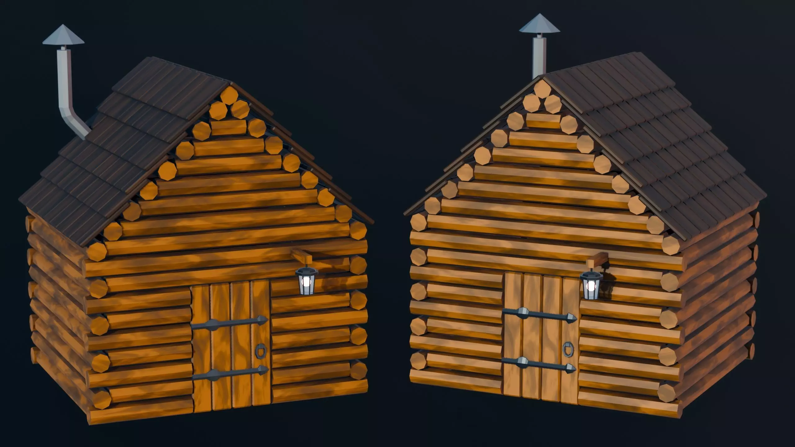 Stylized Low Poly Wooden Cabin Low-poly 3D model_0
