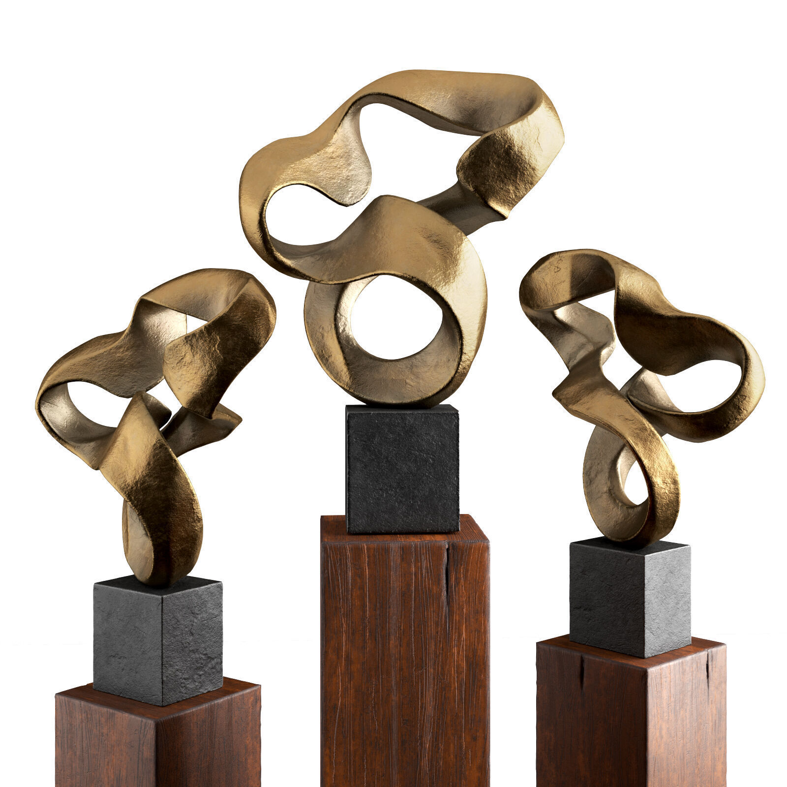 Wavy stripe art sculpture Low-poly 3D model_1