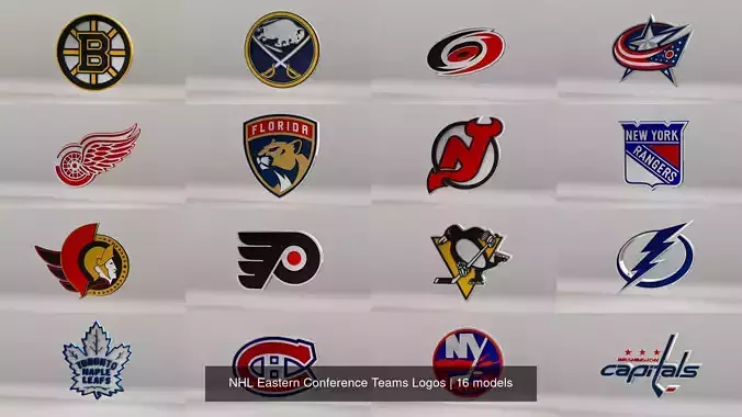 NHL Eastern Conference Teams Logos 3D Model Collection