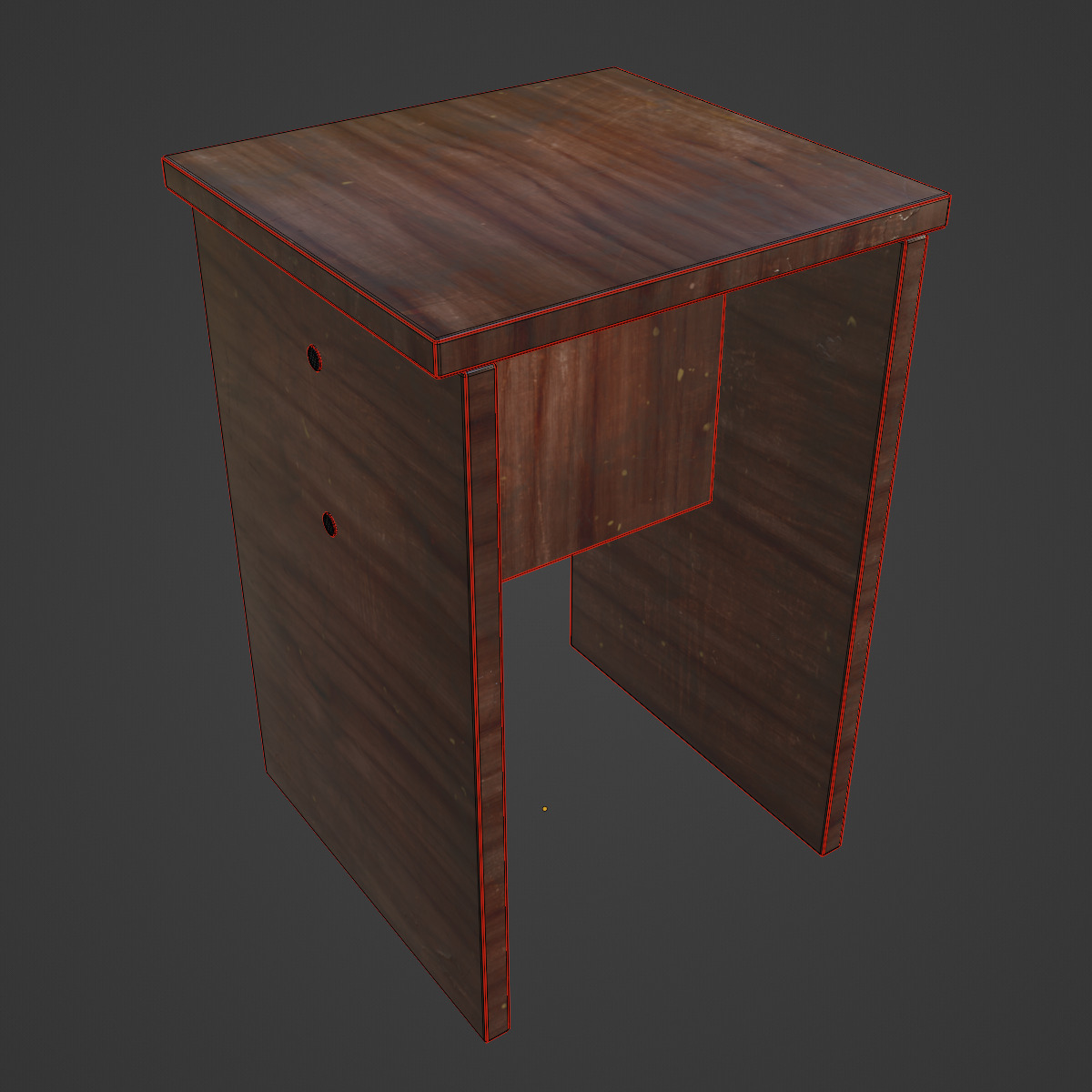 Wooden Stool 01 Low-poly 3D model_7
