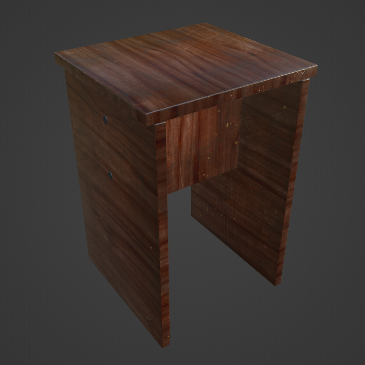 Wooden Stool 01 Low-poly 3D model_6