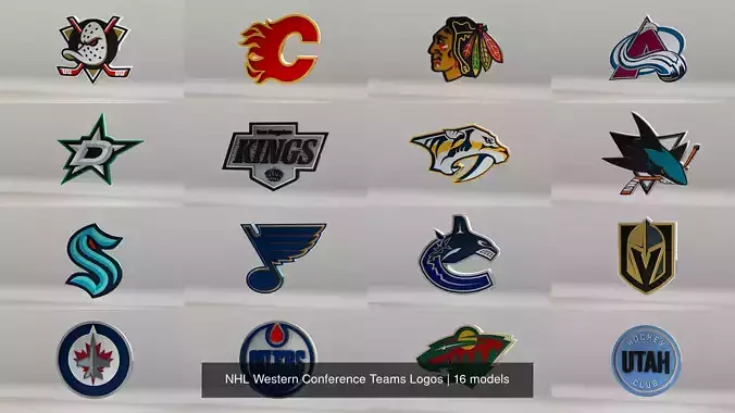 NHL Western Conference Teams Logos 3D Model Collection