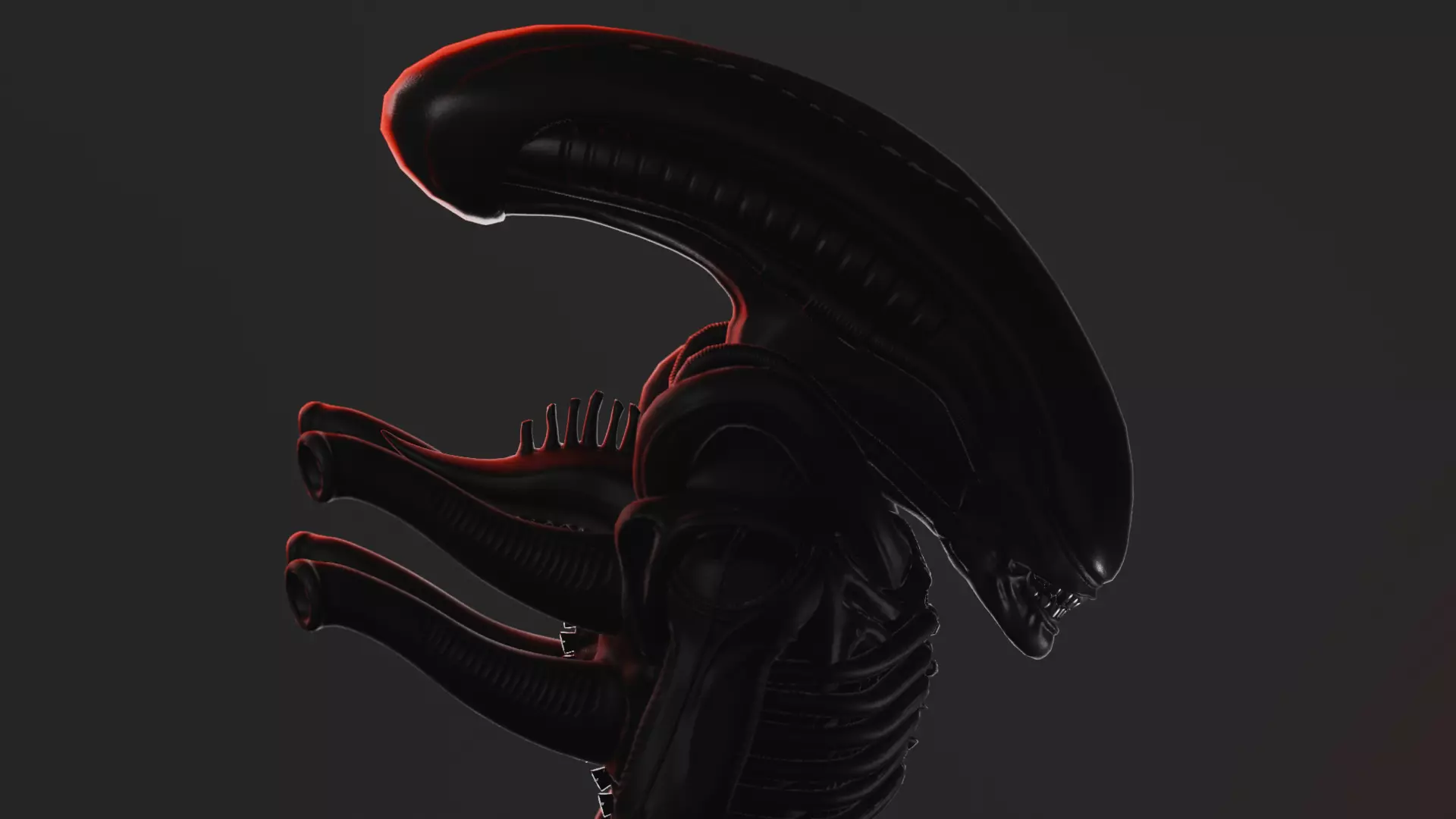 xenomorph drone Low-poly 3D model_0