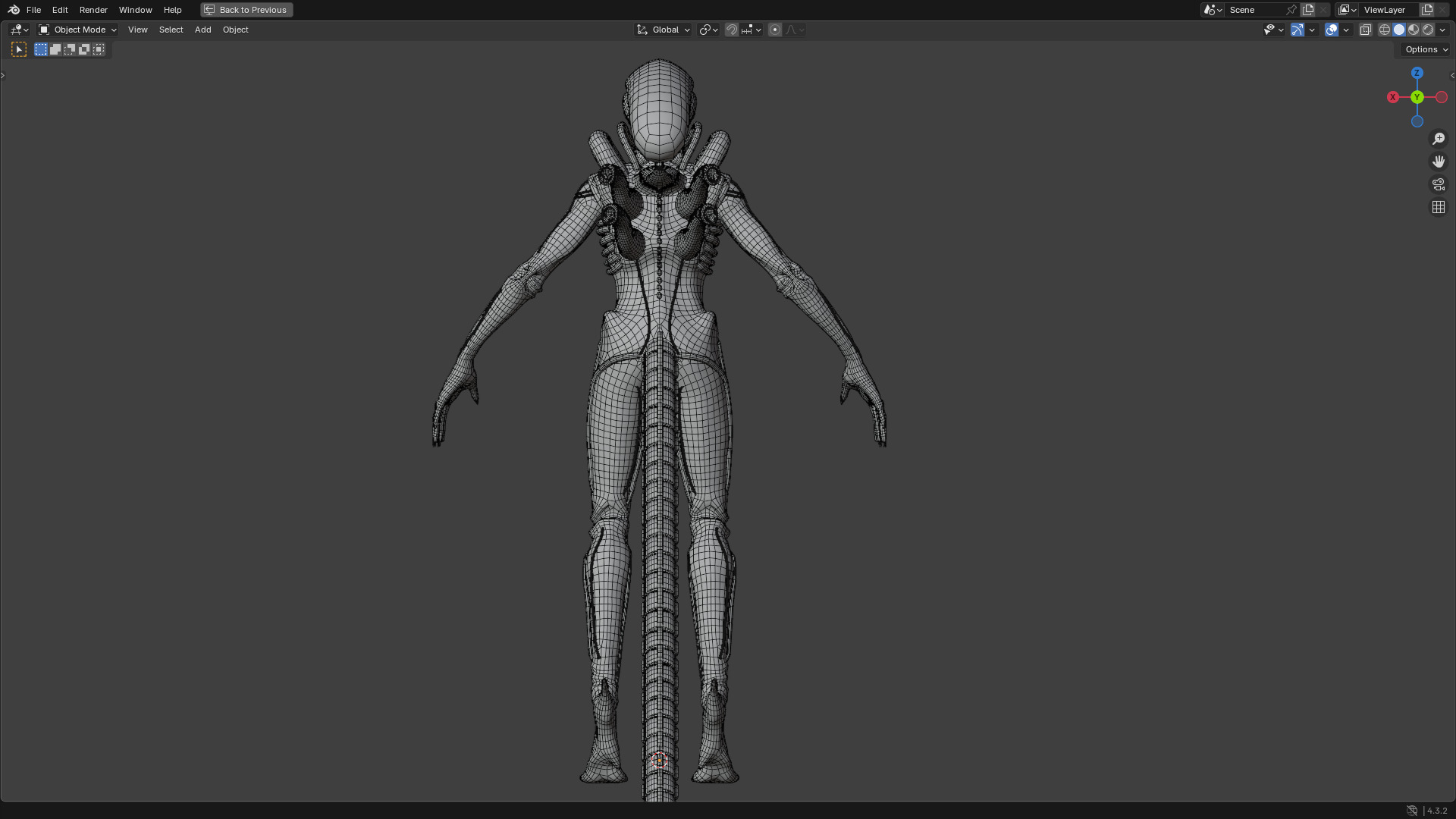 xenomorph drone Low-poly 3D model_5