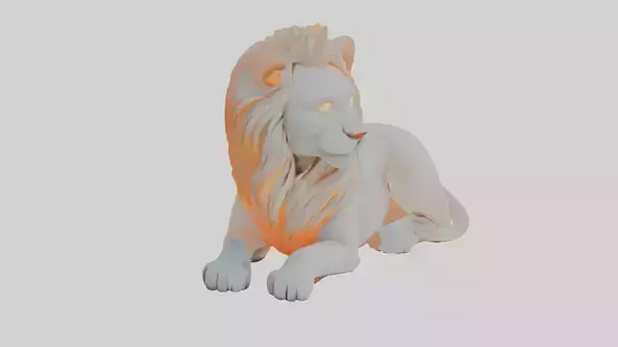Fantasy Lion 3D Glowing Mane Game Ready Asset Printable Design