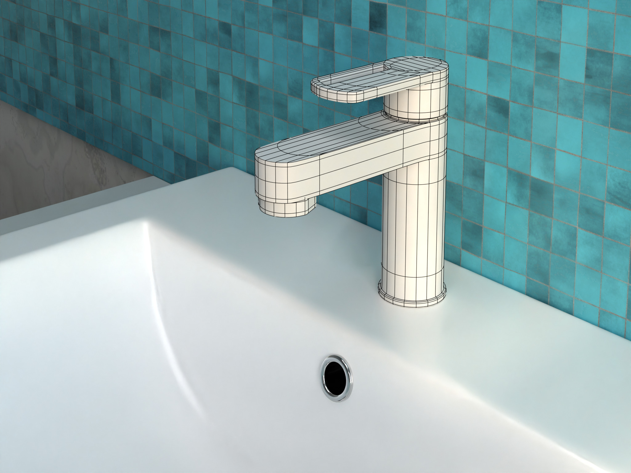 Faucet Set Low-poly 3D model_5