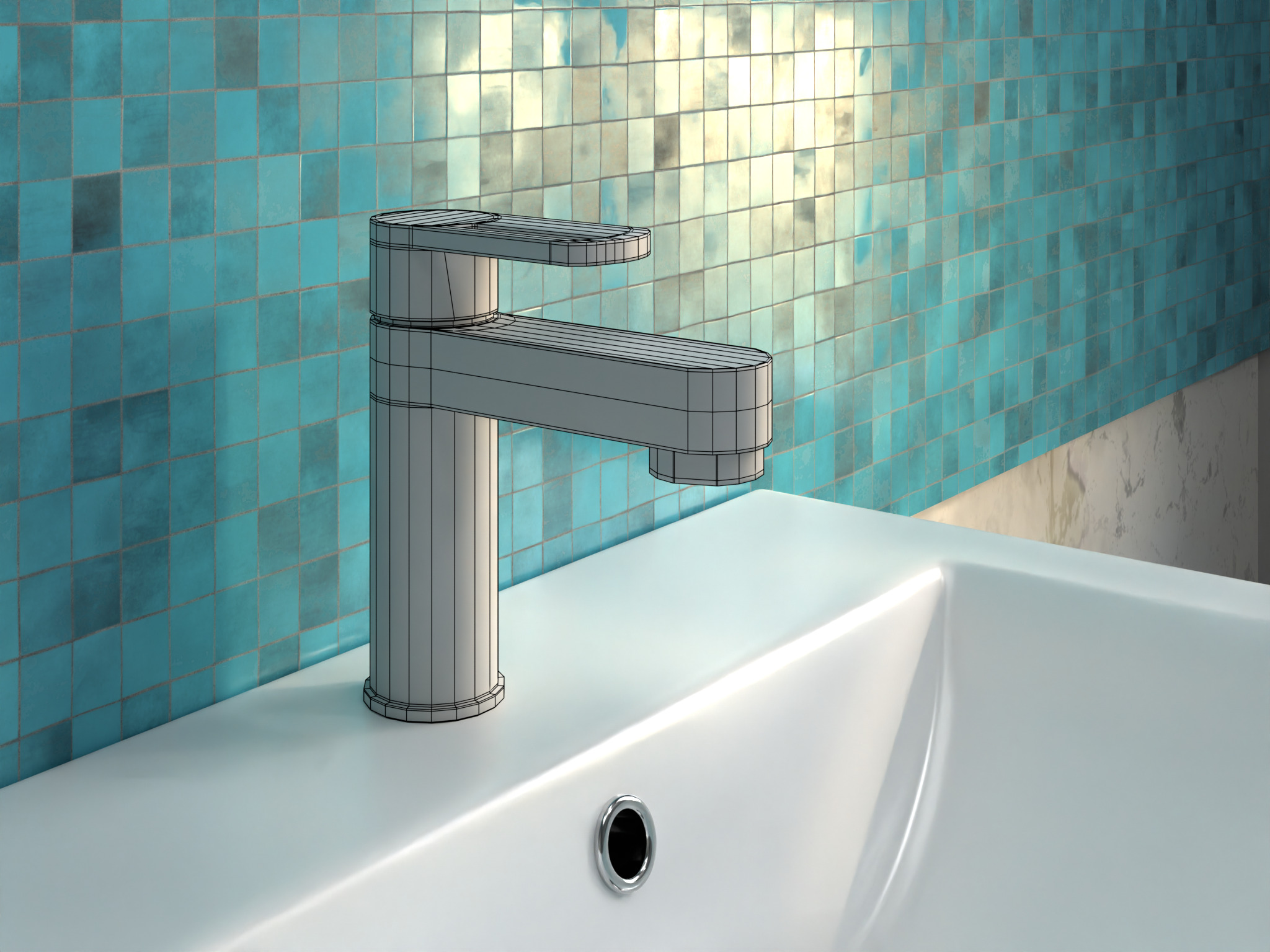 Faucet Set Low-poly 3D model_1