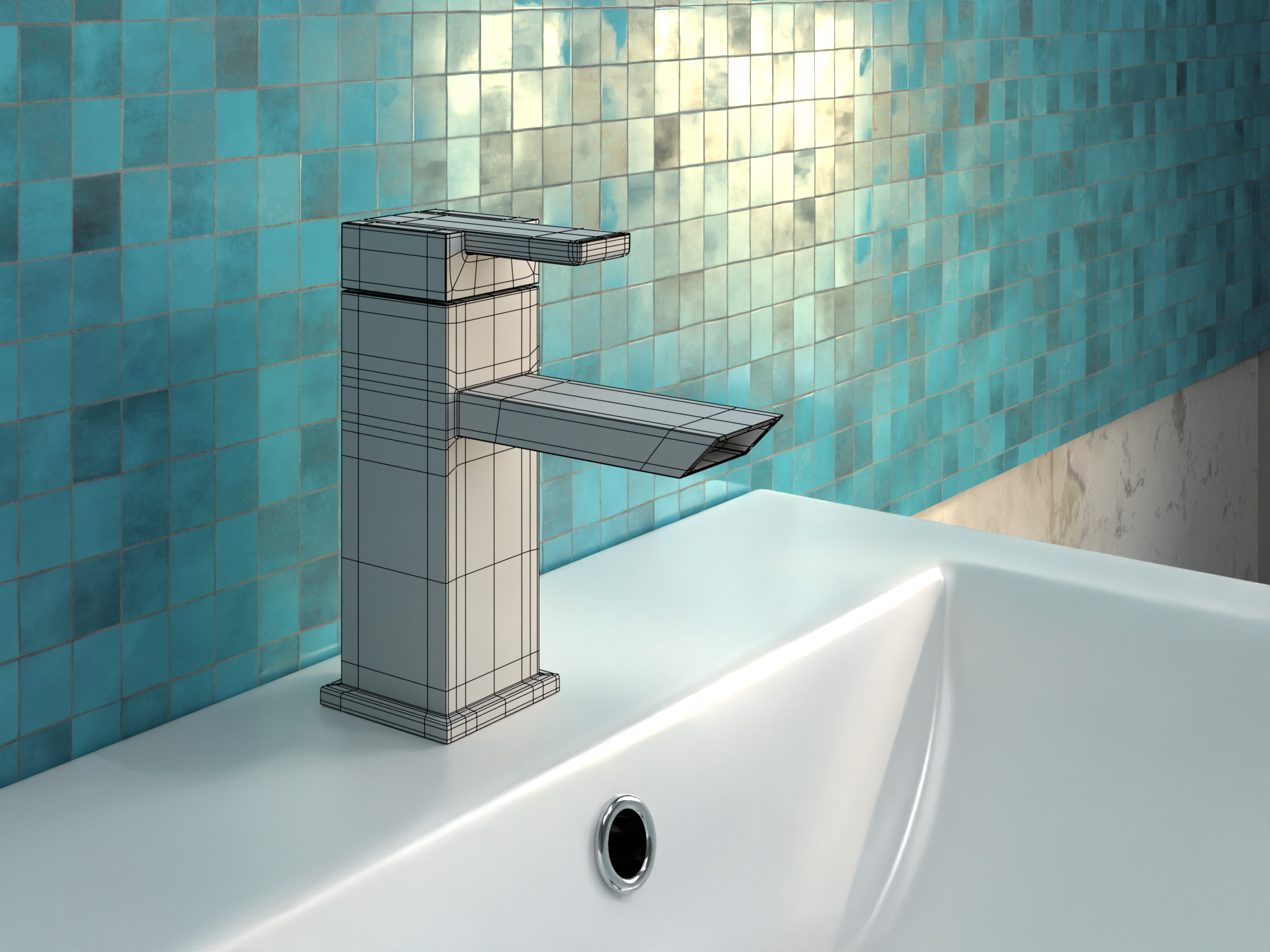 Faucet Set Low-poly 3D model_7