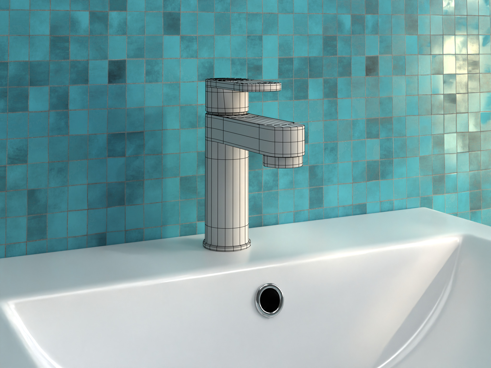 Faucet Set Low-poly 3D model_3