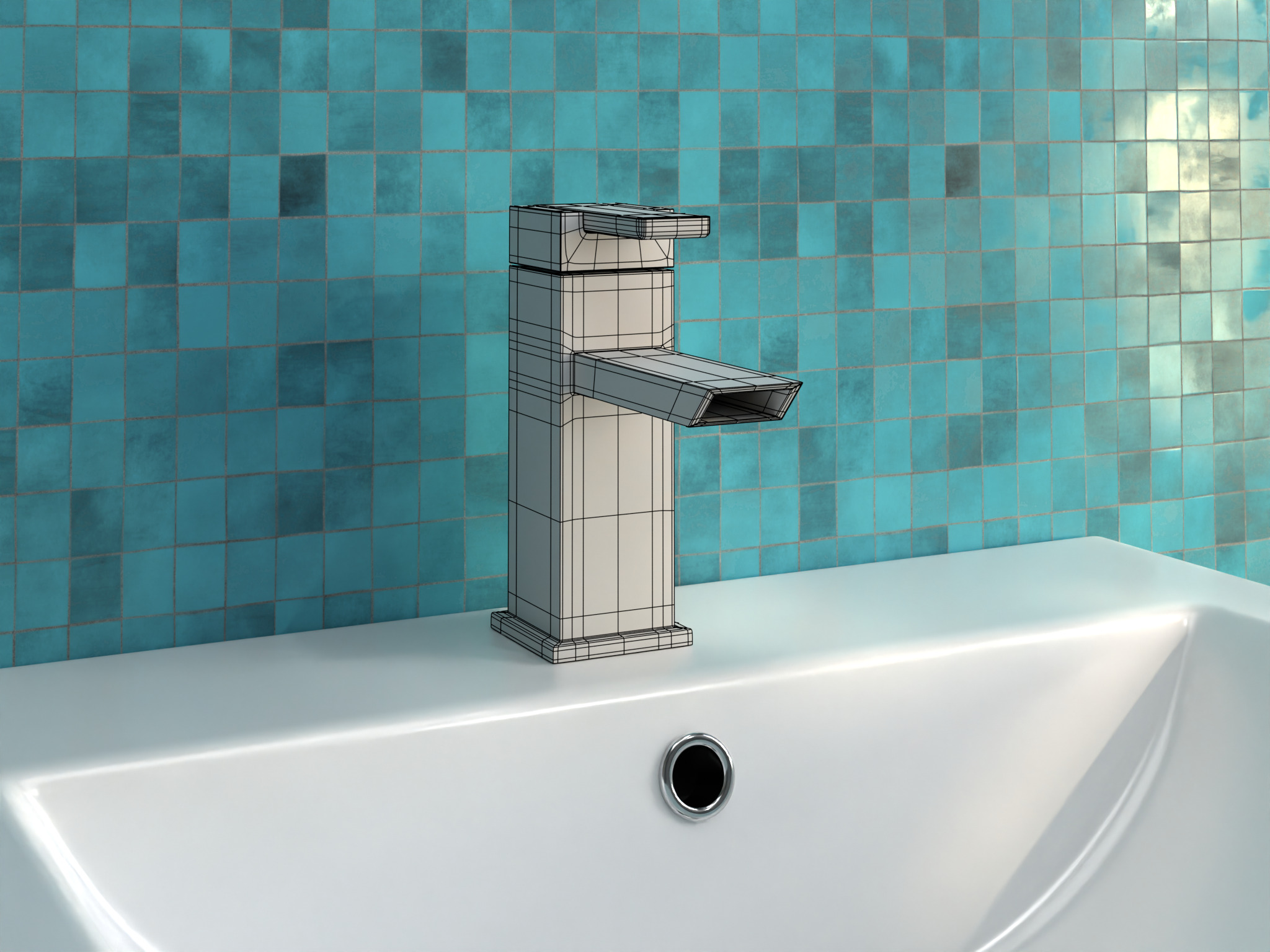Faucet Set Low-poly 3D model_9