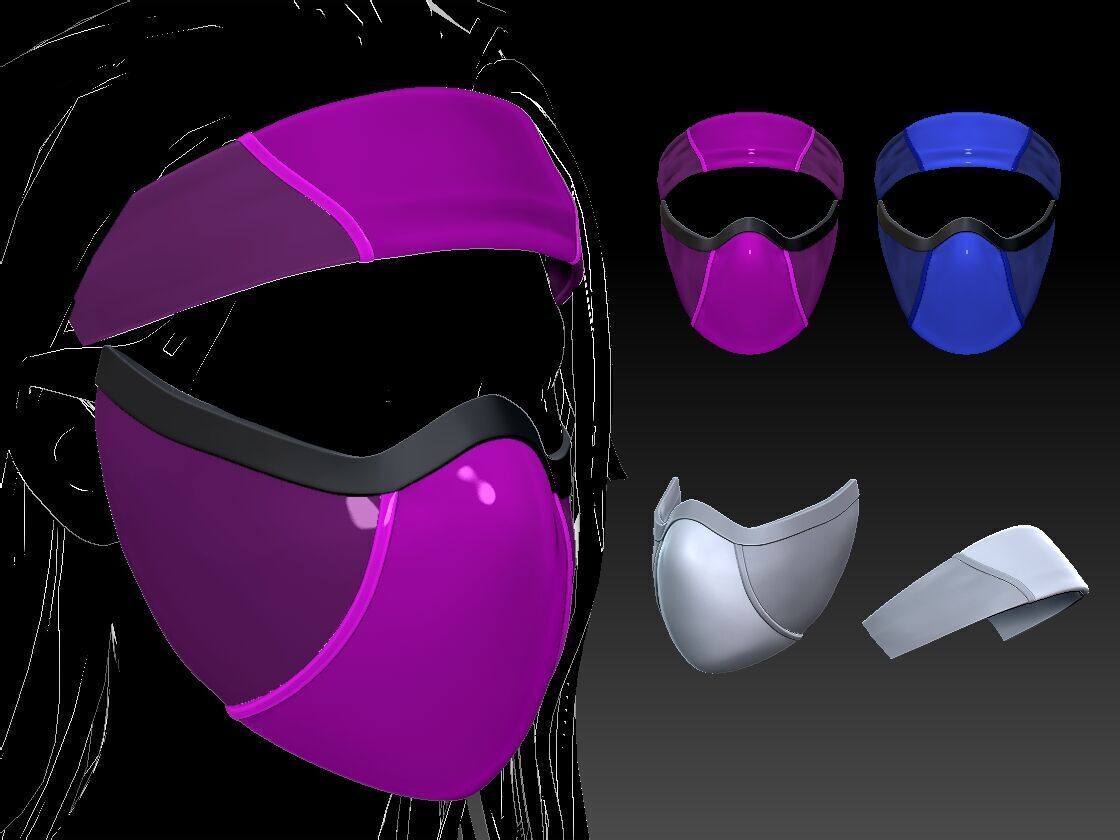 Kitana Mileena Klassic Mask - Bandana Cosplay - MK1 3D print model_15