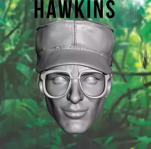 Hawkins 3D Printable Head Sculpt with MP5 Gun 3D print model