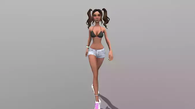 Female character animated 3D model