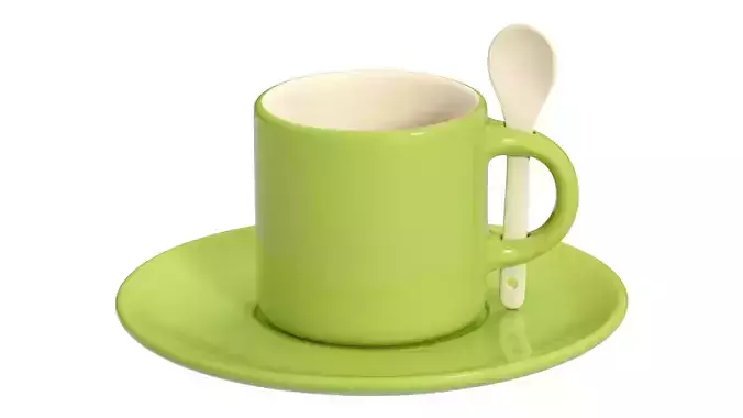 Coffee Mug With Spoon in Handle