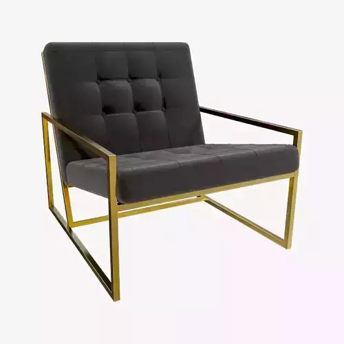  Modern Luxury Chair - Gold Metal and Black Leather