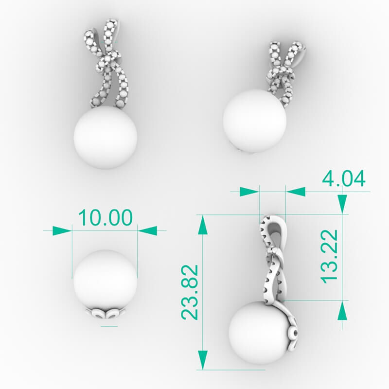 Pearl Pendant with Bow Design 3D print model_4