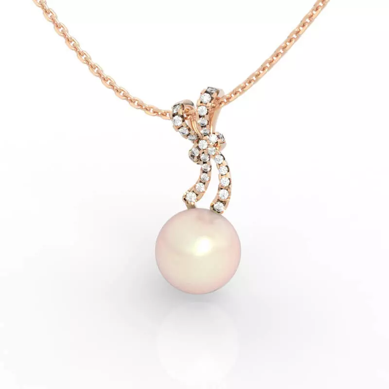 Pearl Pendant with Bow Design 3D print model_0