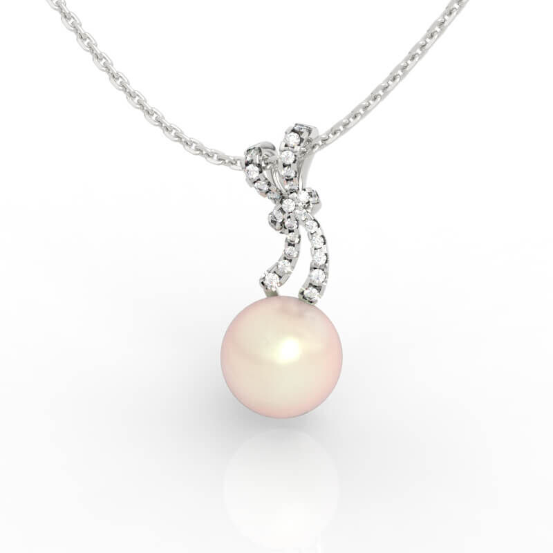 Pearl Pendant with Bow Design 3D print model_1