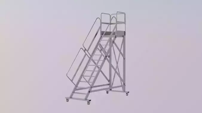 Industrial Platform Ladder - Mobile Warehouse Equipment Low-poly 3D model