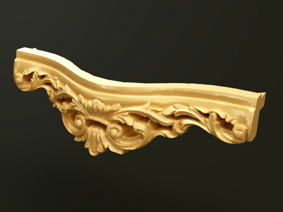 Classic Baroque Style Wooden Chair Base for CNC 3D model_10