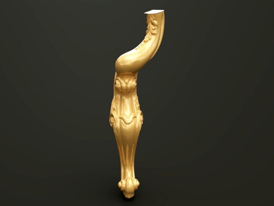 Classic Baroque Style Wooden Chair Base for CNC 3D model_8