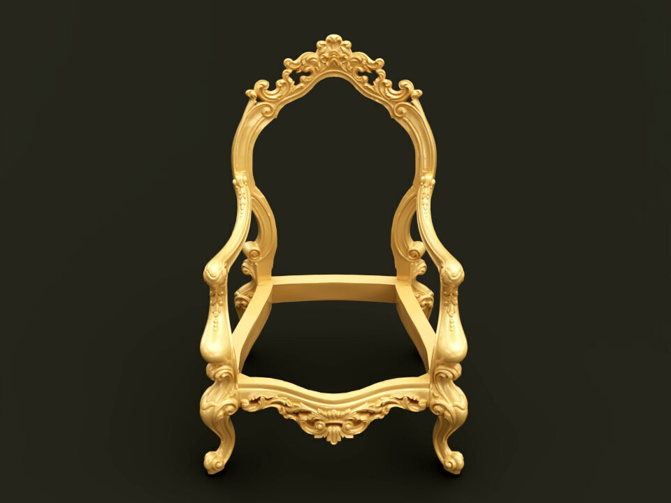Classic Baroque Style Wooden Chair Base for CNC 3D model_13