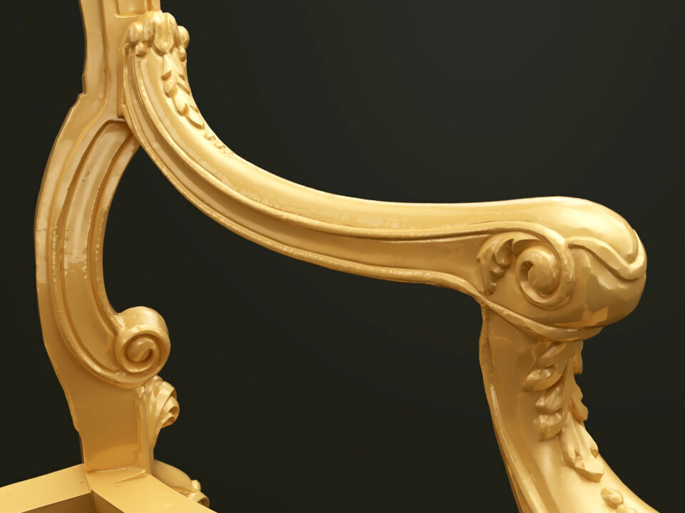 Classic Baroque Style Wooden Chair Base for CNC 3D model_7