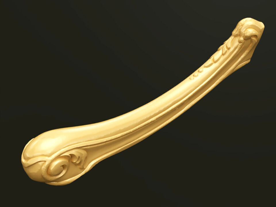 Classic Baroque Style Wooden Chair Base for CNC 3D model_6