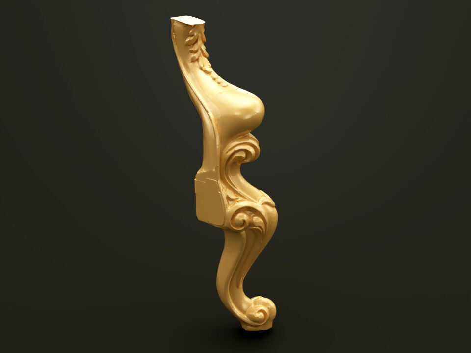 Classic Baroque Style Wooden Chair Base for CNC 3D model_9