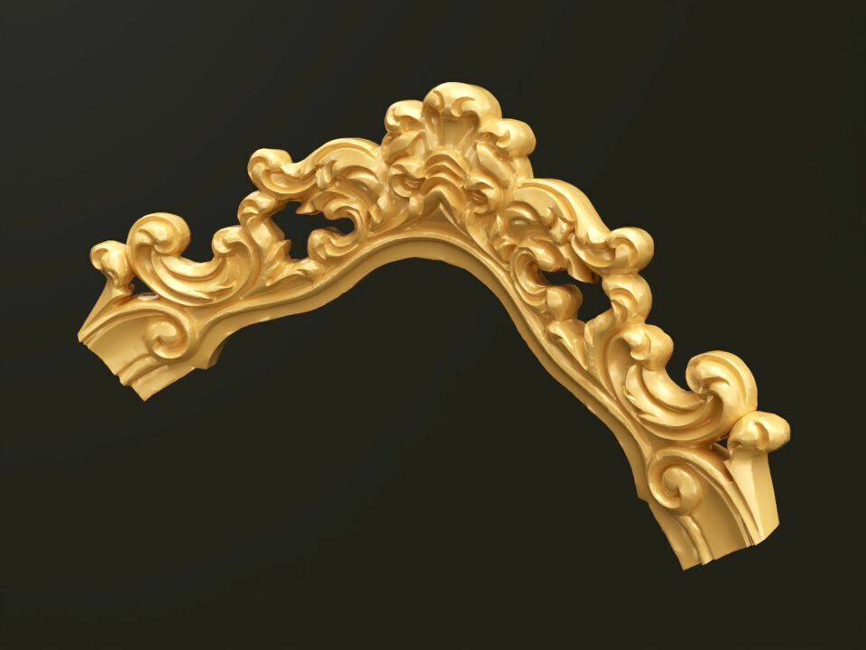 Classic Baroque Style Wooden Chair Base for CNC 3D model_2