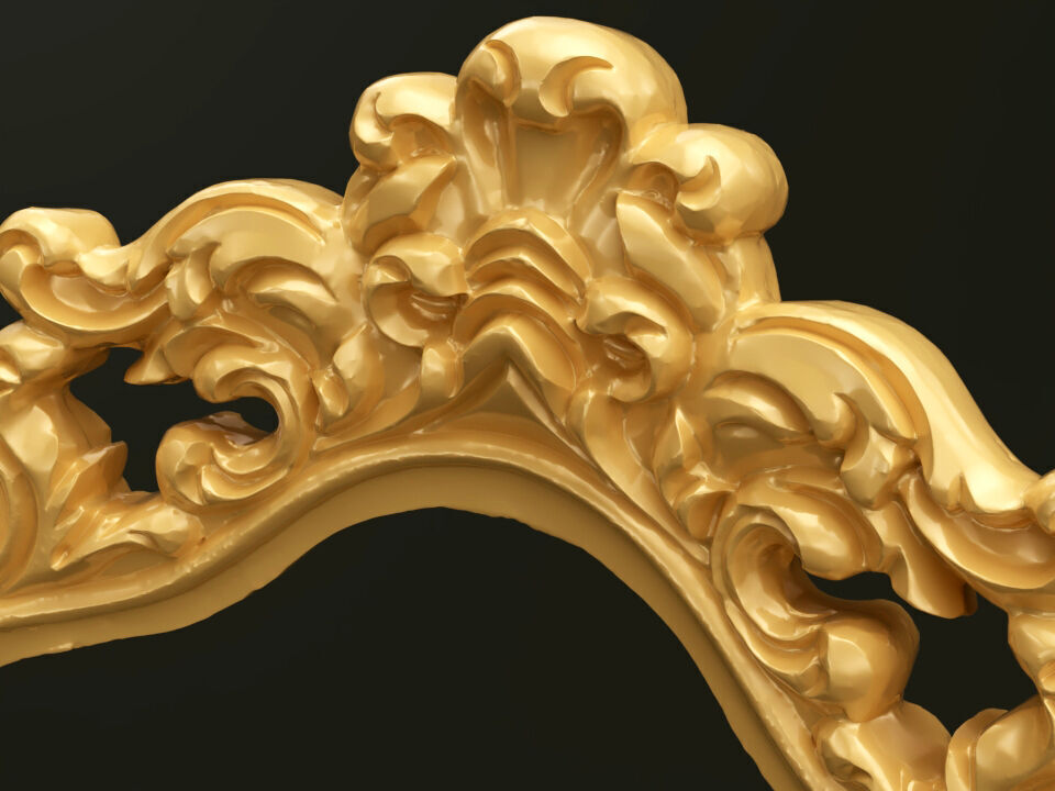 Classic Baroque Style Wooden Chair Base for CNC 3D model_3