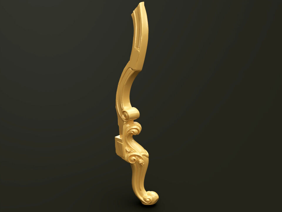 Classic Baroque Style Wooden Chair Base for CNC 3D model_4