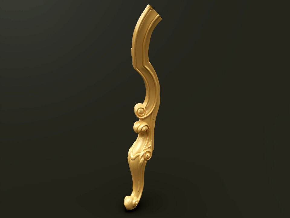 Classic Baroque Style Wooden Chair Base for CNC 3D model_5