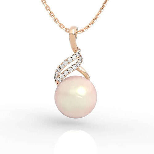 11mm pearl necklace with diamond pendant  3D print model