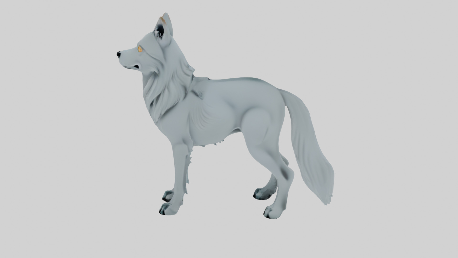 Fantasy Wolf 3D Game Ready Glowing Patterns Printable Design 3D model_2