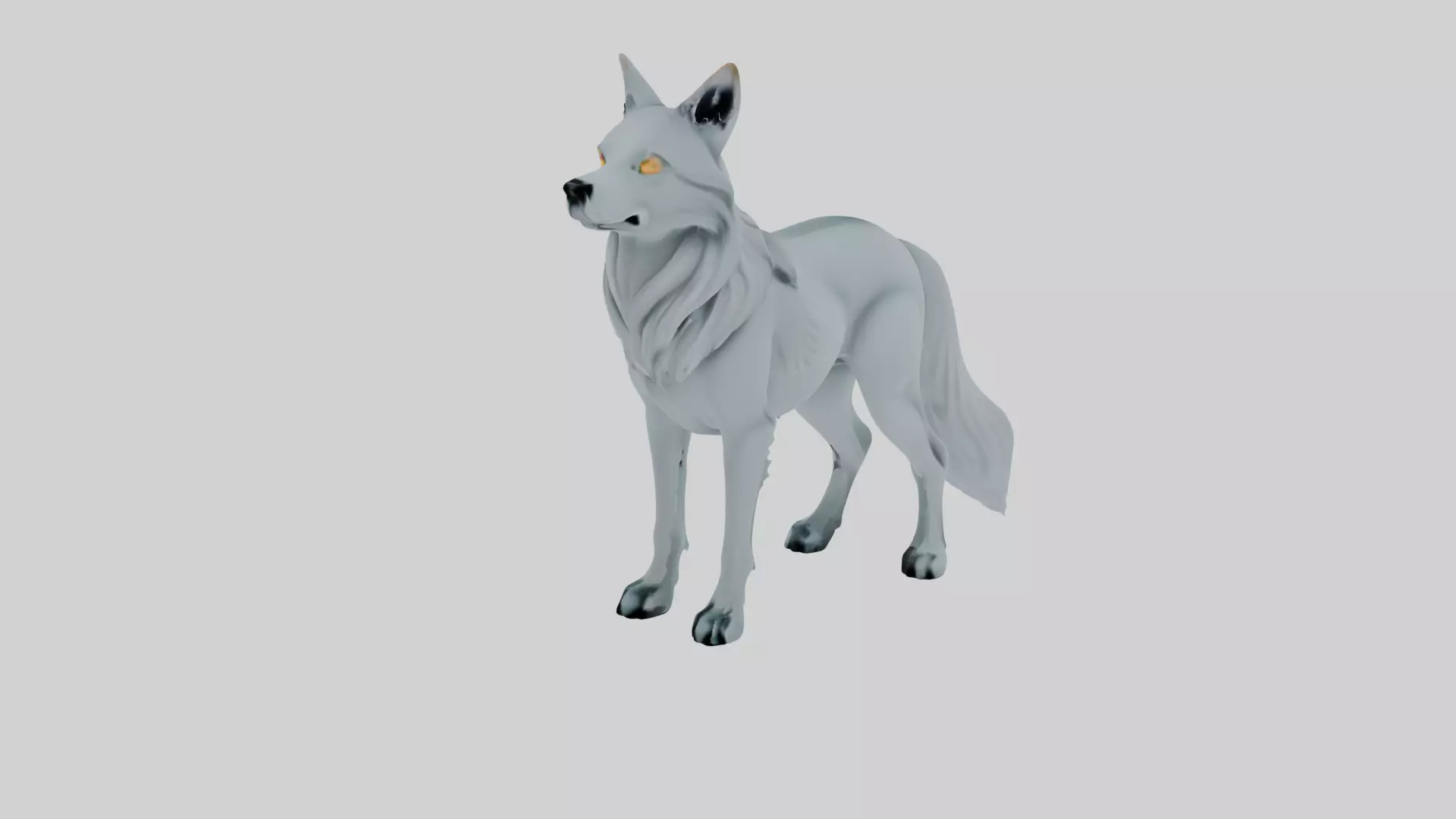 Fantasy Wolf 3D Game Ready Glowing Patterns Printable Design 3D model_0