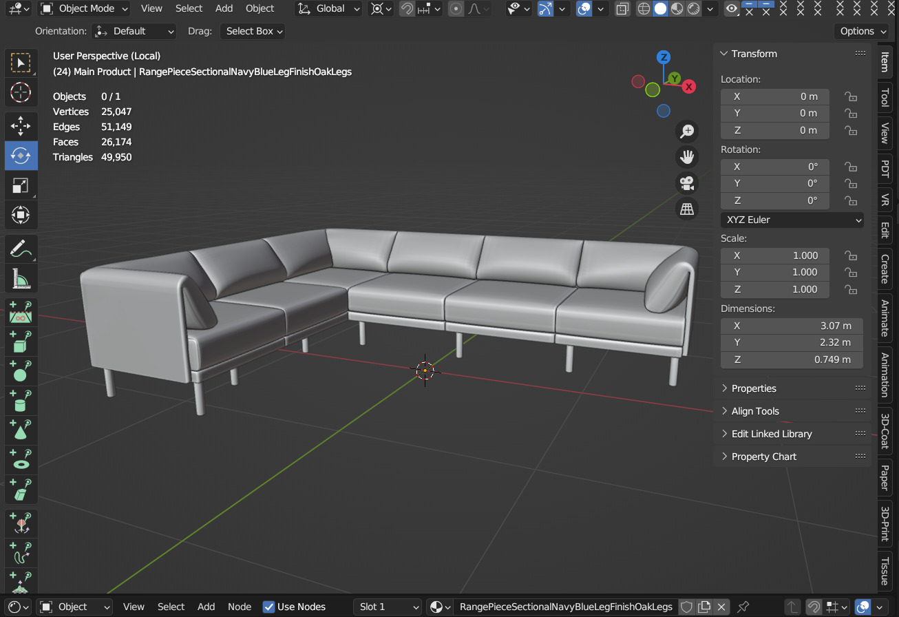 The Range 6-Piece Sectional in Stone Gray 3D model_12