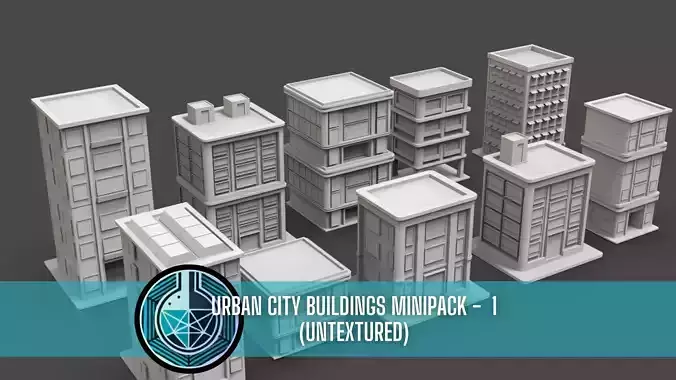 Low Poly 10 Urban City Buildings Mini Pack 1 - Untextured 3D model