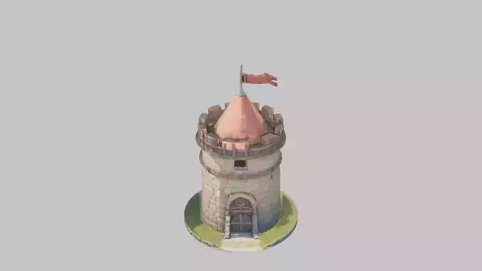 Lowpoly Stylized medieval watch tower