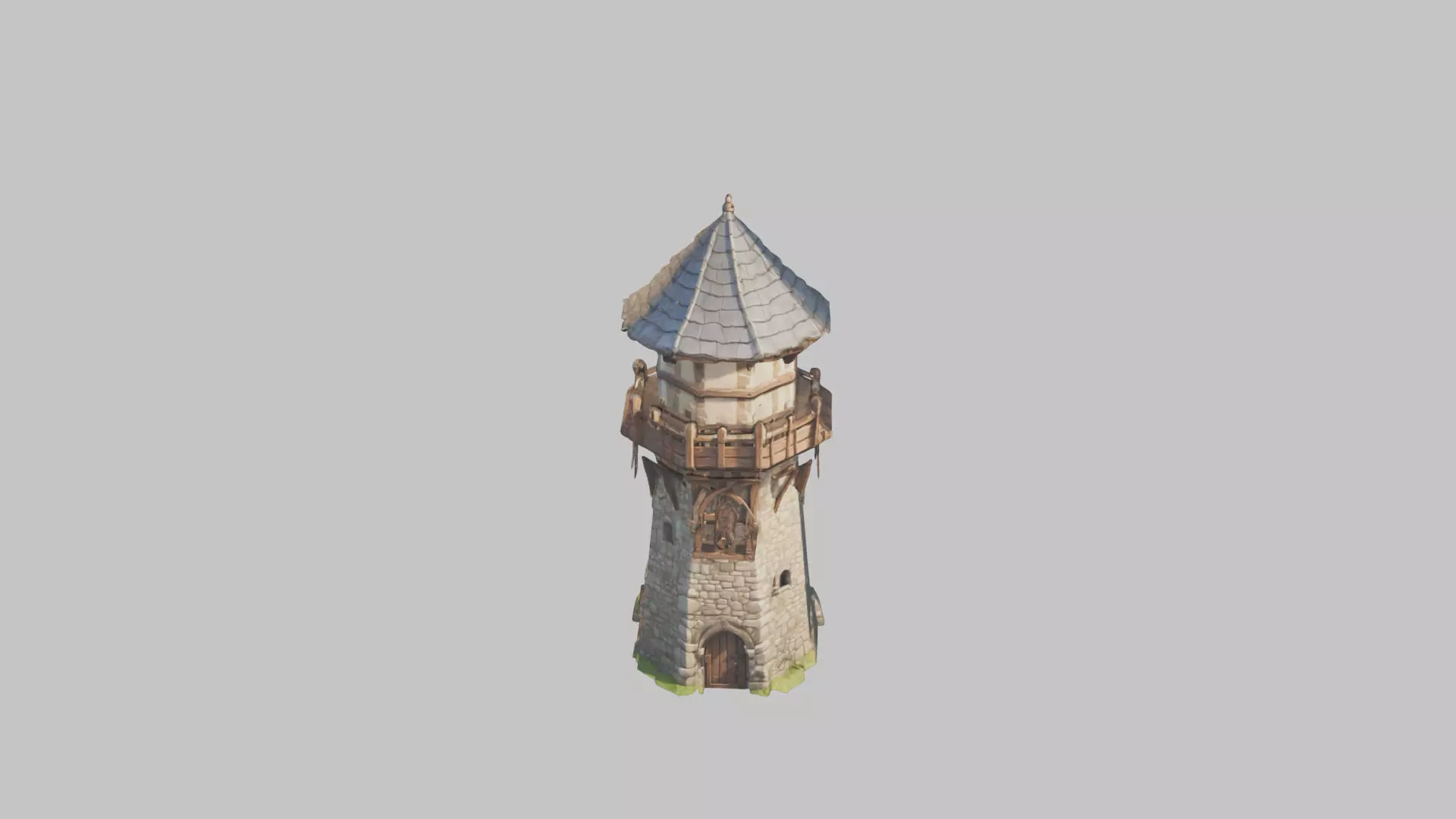Lowpoly Stylized medieval tower Low-poly 3D model_0