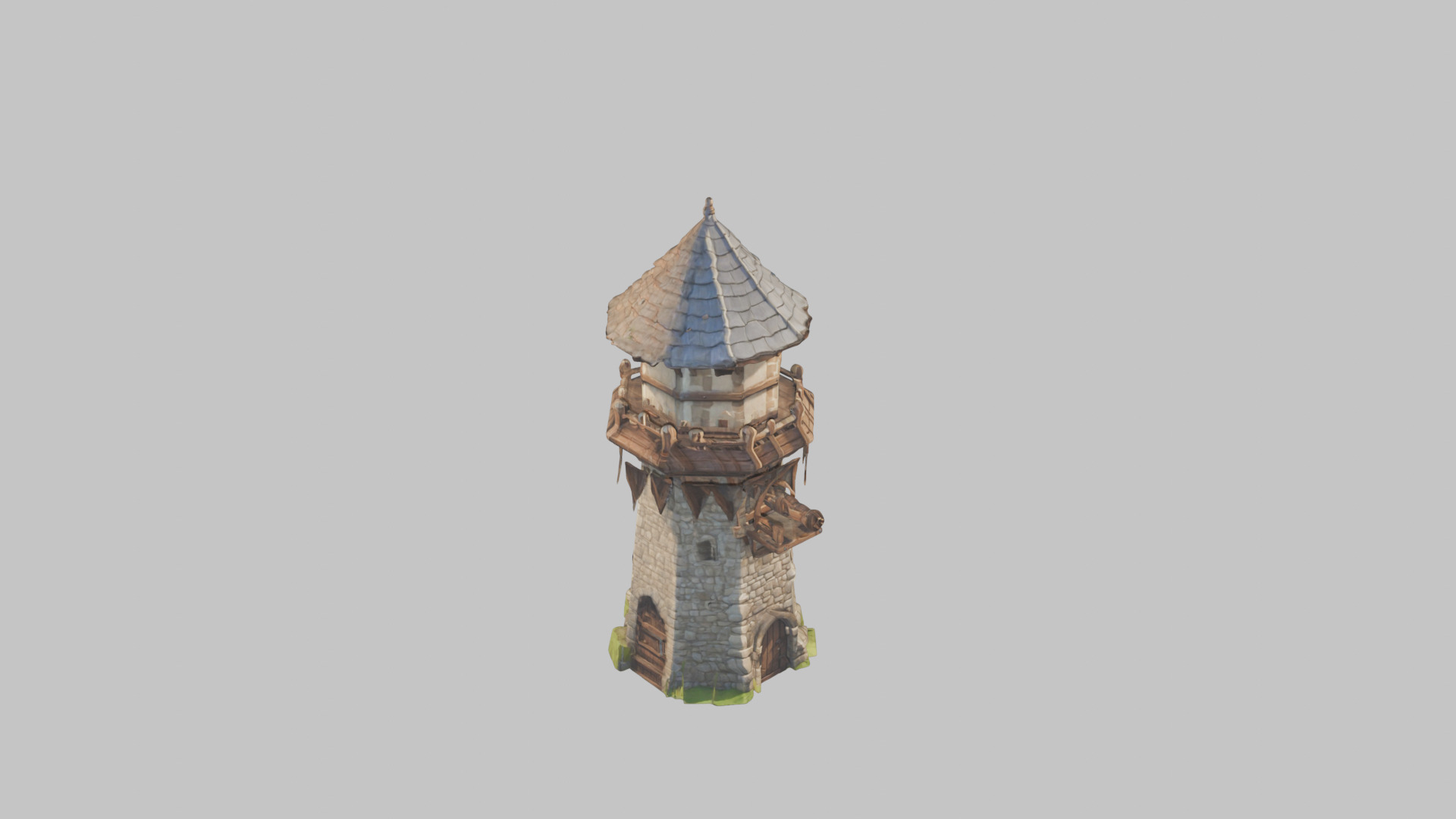 Lowpoly Stylized medieval tower Low-poly 3D model_1