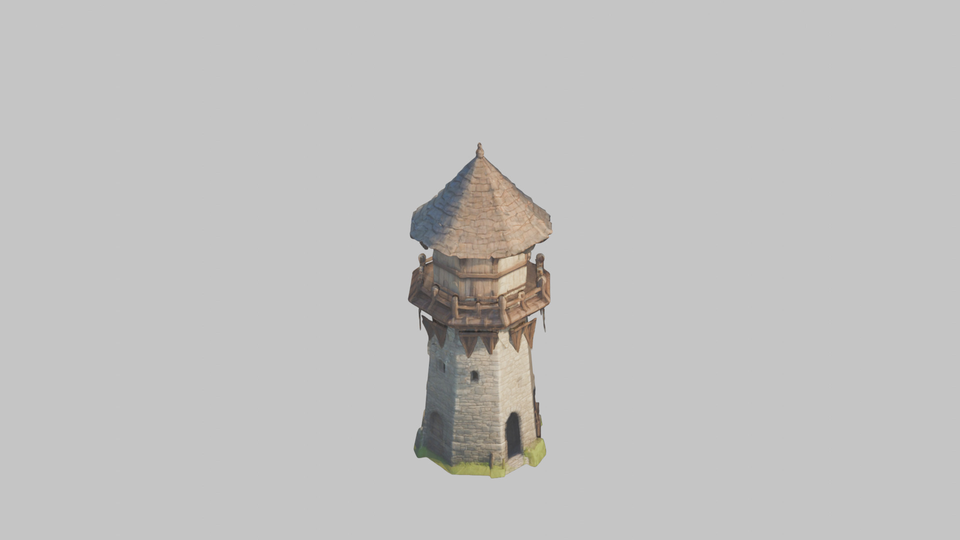 Lowpoly Stylized medieval tower Low-poly 3D model_4