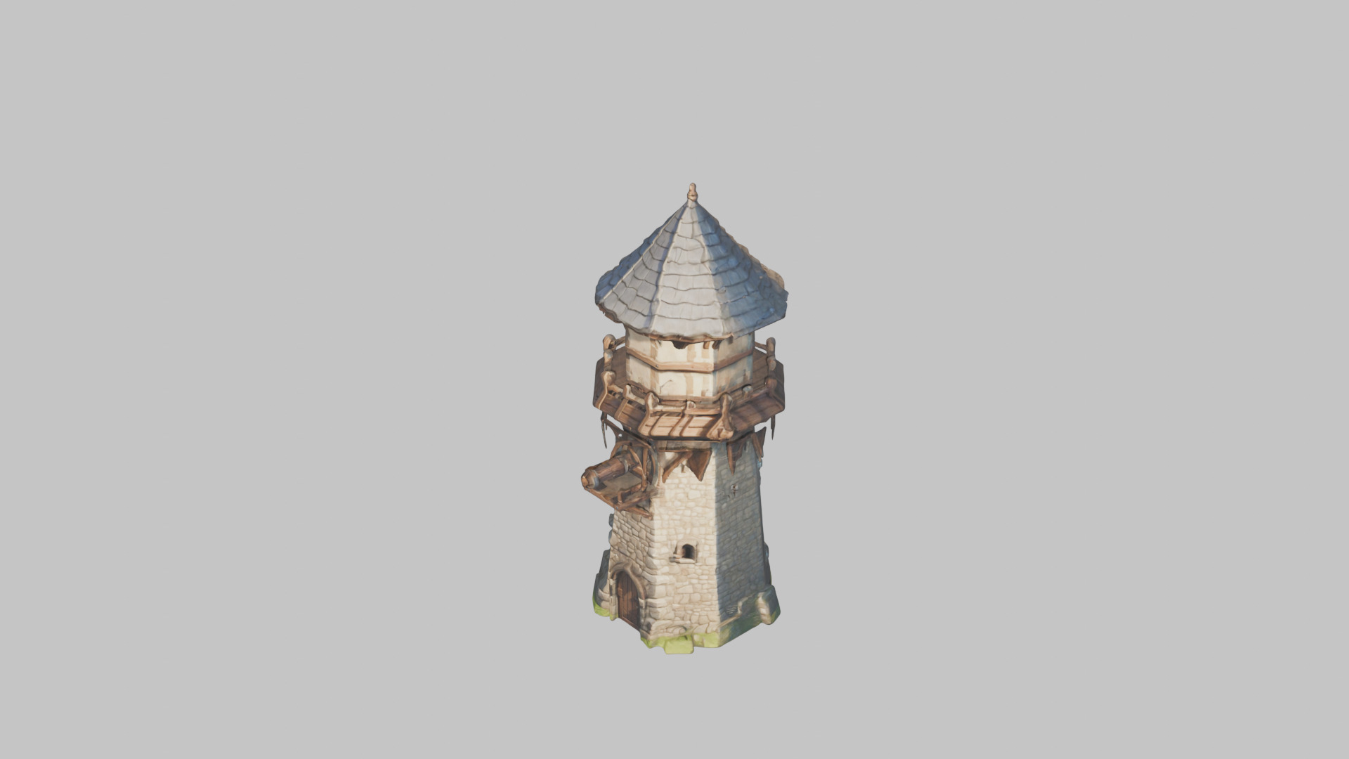 Lowpoly Stylized medieval tower Low-poly 3D model_7