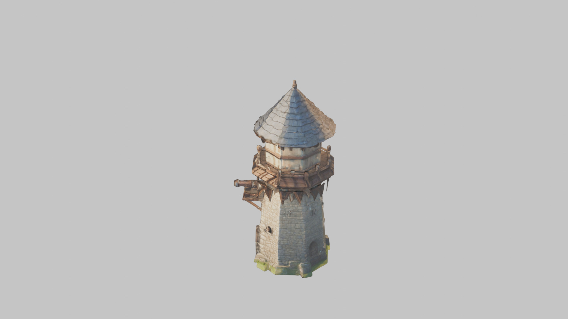 Lowpoly Stylized medieval tower Low-poly 3D model_6