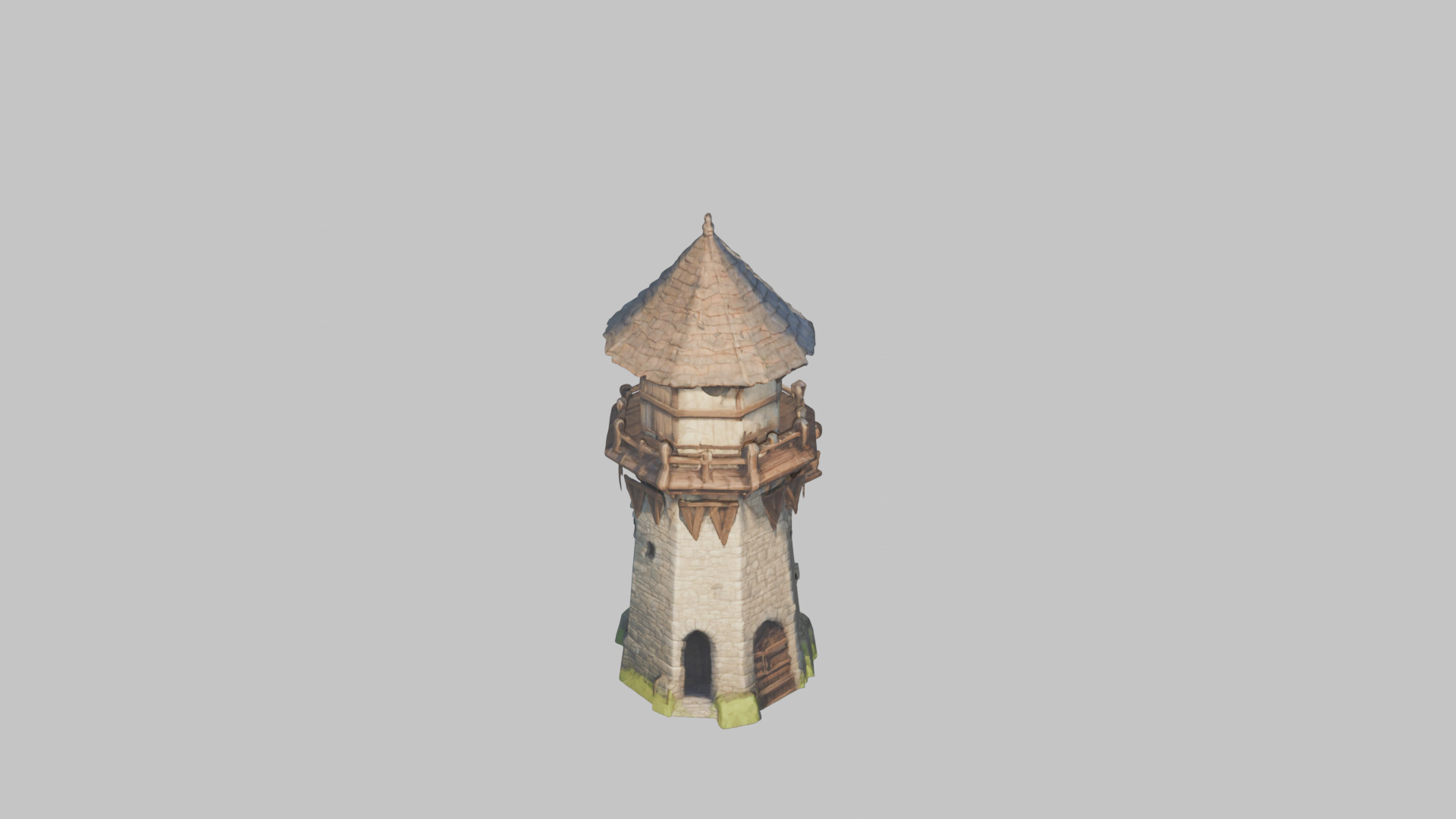 Lowpoly Stylized medieval tower Low-poly 3D model_3