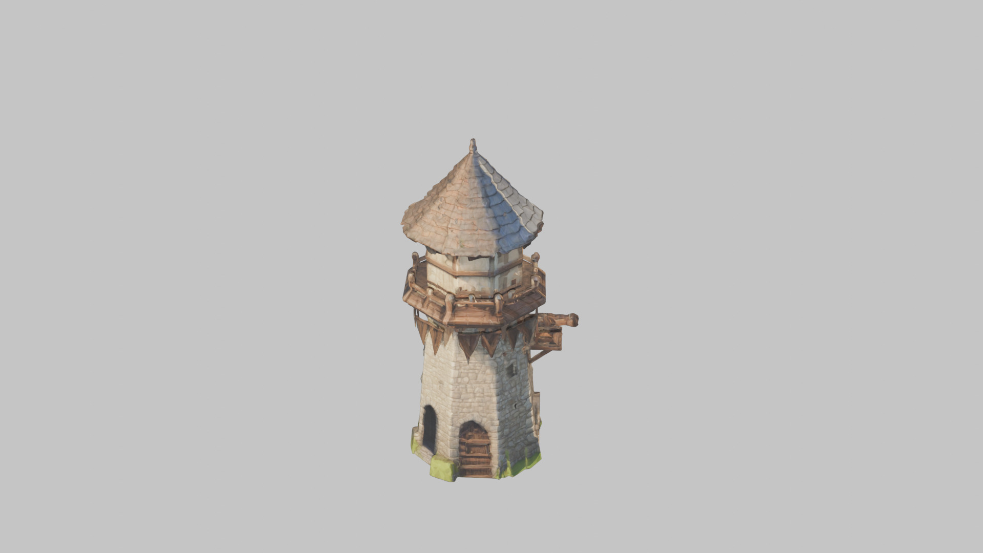 Lowpoly Stylized medieval tower Low-poly 3D model_2